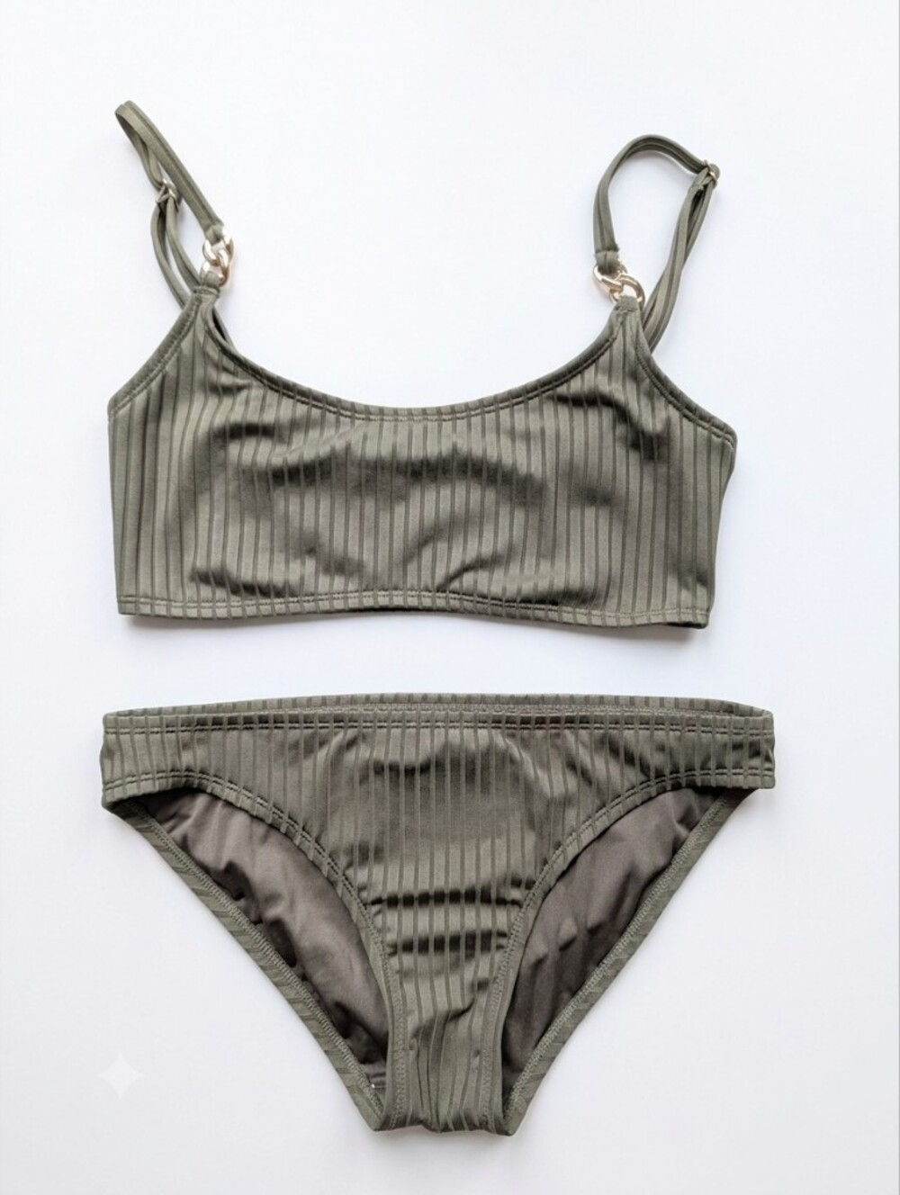 Michael Kors Ribbed Olive Green Bikini Set